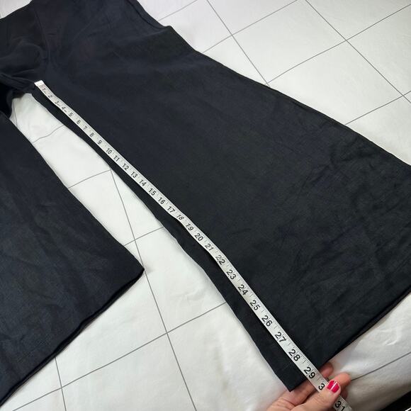 Faithfull the Brand Pants Womens 6 Black Linen Wide Leg Ottavio High Rise Zip Up - Picture 11 of 13